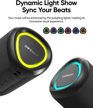 Portable Bluetooth Speaker with Lights, Powerful Crystal Clear Sound, IPX5 Waterproof, All Day Playtime, AUX&TF-Card Input, Bluetooth 5.3, TWS Paring, Small Wireless Speaker for Outdoor, Gift Ideas